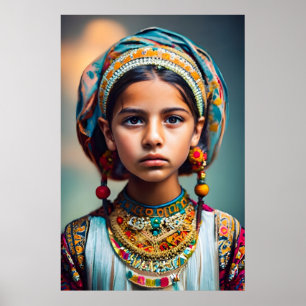 A little girl from Afghanistan with her jewellery Poster