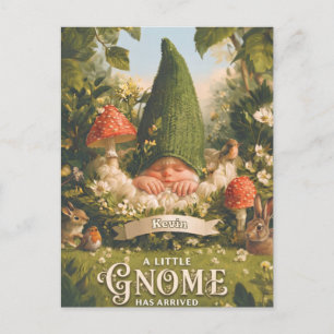 A Little Gnome Has Arrived Baby Announcement Postcard