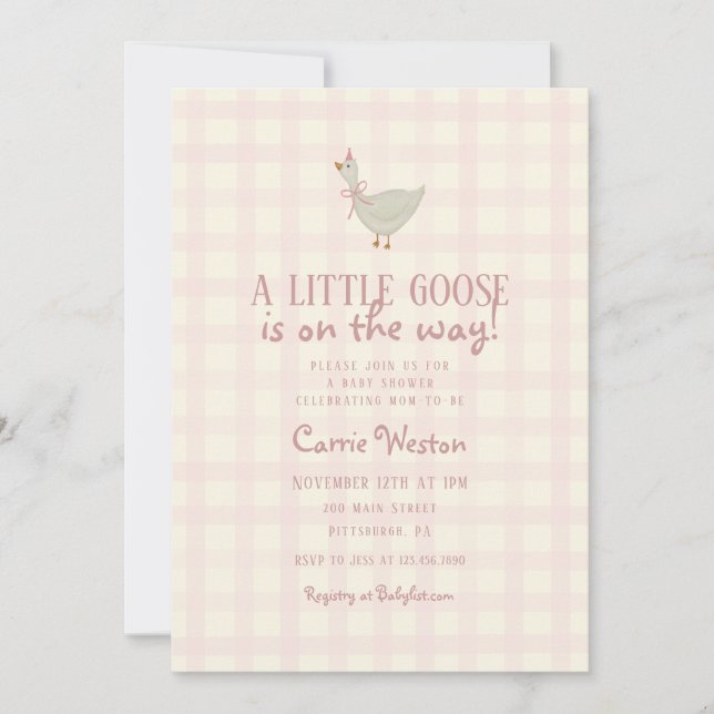 A Little Goose Girl Baby Shower Invitation (Front)