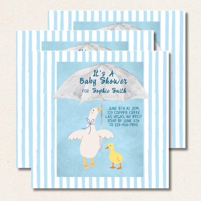 A Little Goose Is On The Way Baby Shower Square Invitation (Creator Uploaded)