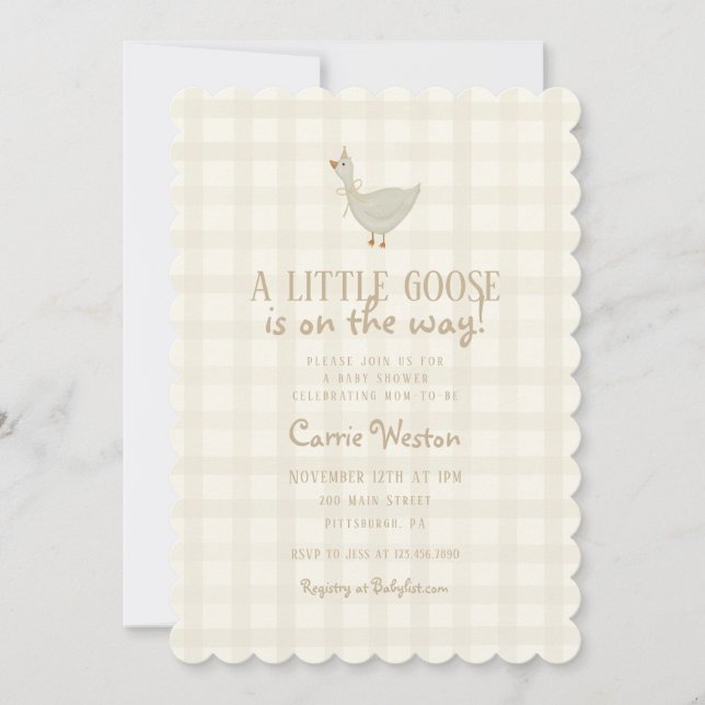 A Little Goose Neutral Baby Shower Invitation (Front)