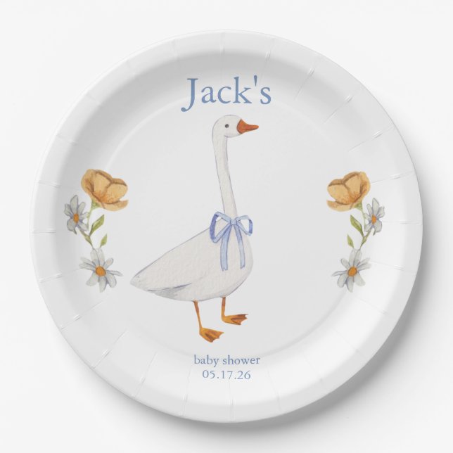 a little gosling is on the way paper plate (Front)