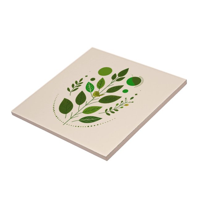 A little green bird and green leaves tile (Side)