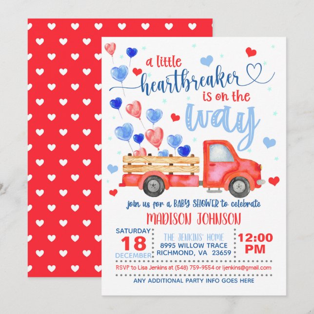 A Little Heartbreaker is On the Way Invitation (Front/Back)