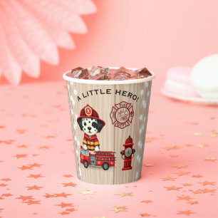 A Little Hero Firetruck Puppy Baby Shower Paper Cups