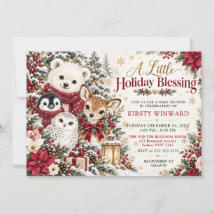 A Little Holiday Blessing Baby Shower Invitation
