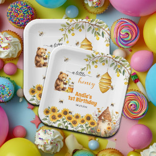 A Little Honey Any Year Birthday Paper Plate