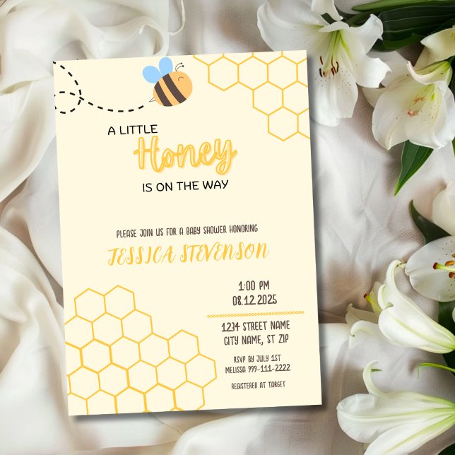 A Little Honey Baby Shower Inivtation Invitation (Creator Uploaded)