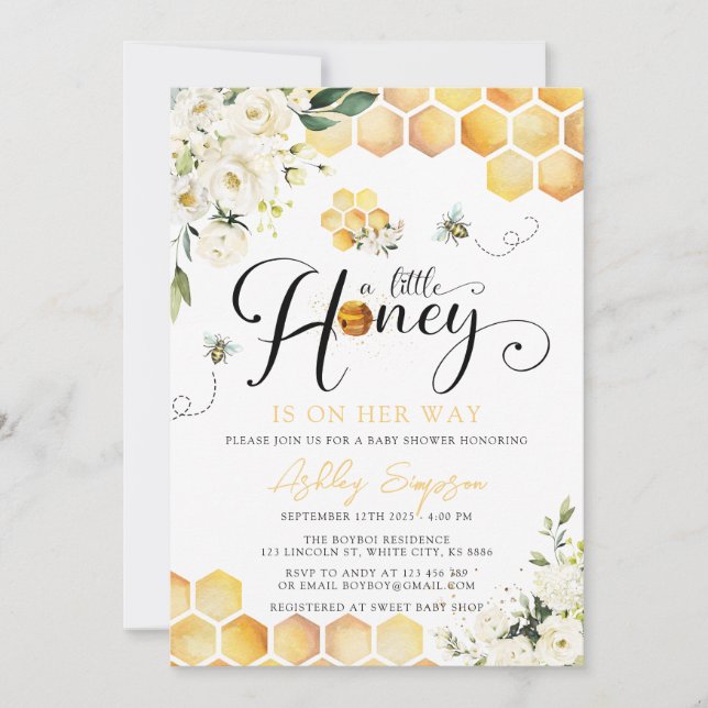 A Little Honey Baby Shower Invitation (Front)