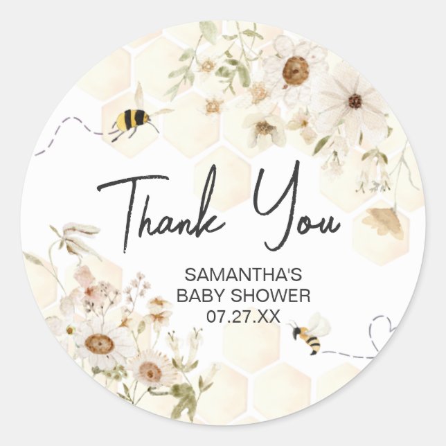 A Little Honey Bee Baby Shower Classic Round Sticker (Front)