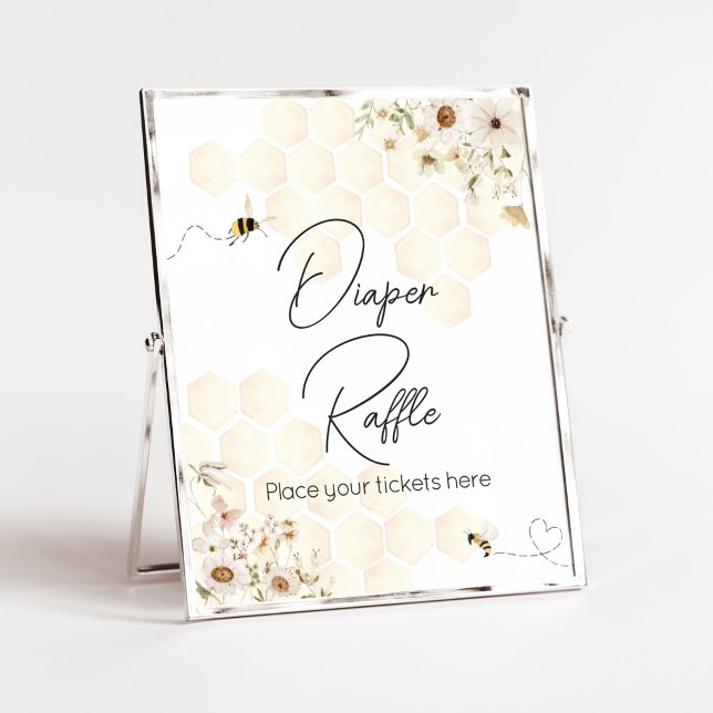 A Little Honey Bee Baby Shower Diaper Raffle Poster (As Sweet as can Bee Baby Shower Diaper Raffle Sign)