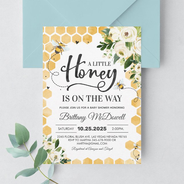 A Little Honey Bee Baby Shower Invitation (Creator Uploaded)