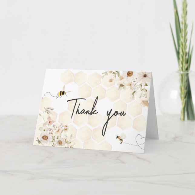 A Little Honey Bee Baby Shower  Thank You Card (Front)