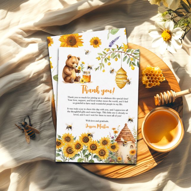 A Little Honey Bee Baby Shower Thank You Card (Creator Uploaded)