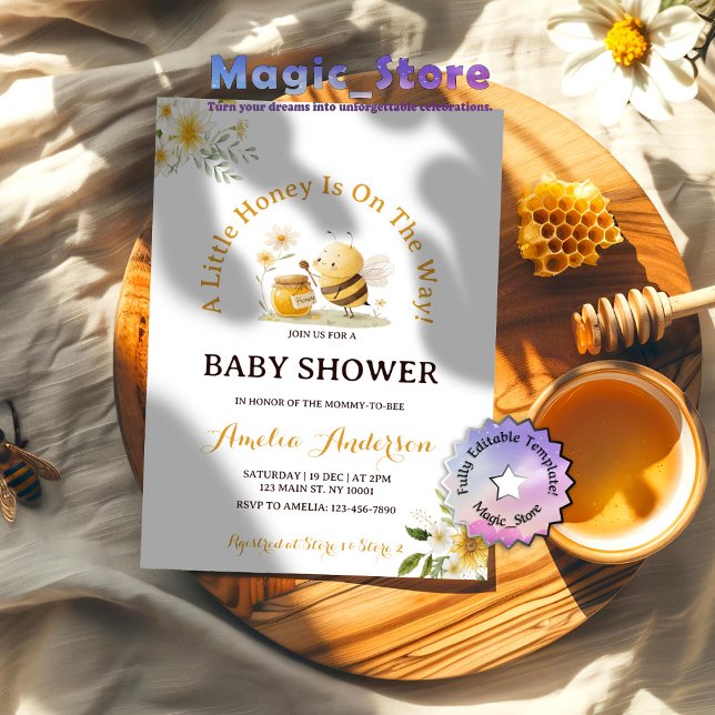 A Little Honey Bee Gender Neutral Baby Shower Invitation (Creator Uploaded)