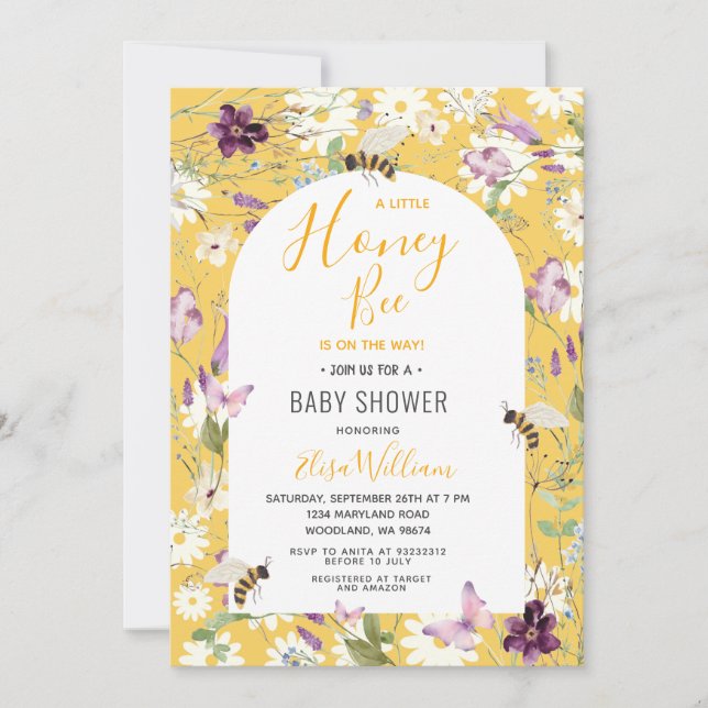  A Little Honey Bee Is On The Way Baby Shower Invitation (Front)