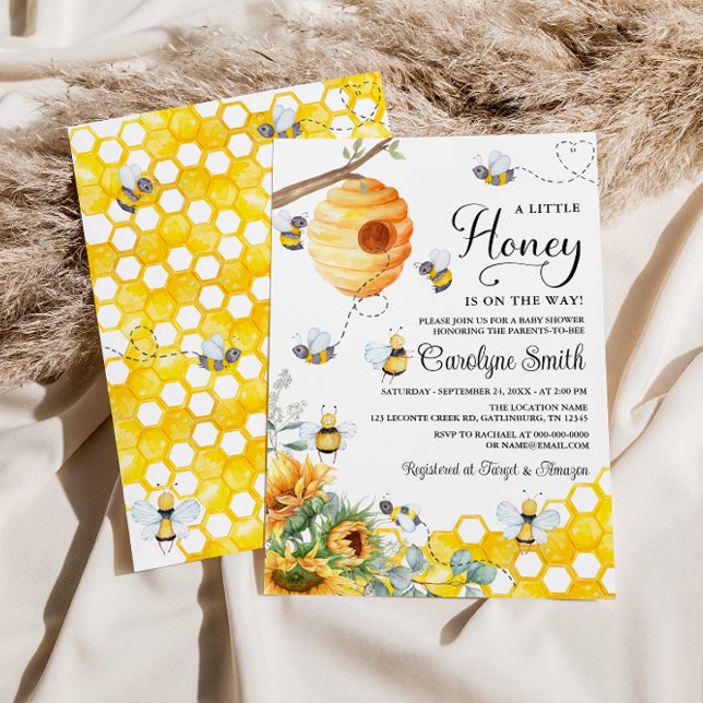 A Little Honey Bee Sunflower Baby Shower Invitation (Creator Uploaded)
