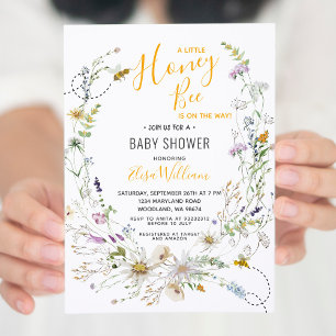 A Little Honey Bee Wildflower Baby Shower Invitation