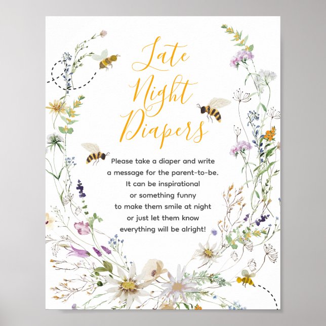 A Little Honey Bee Wildflower Late Night Diapers Poster (Front)