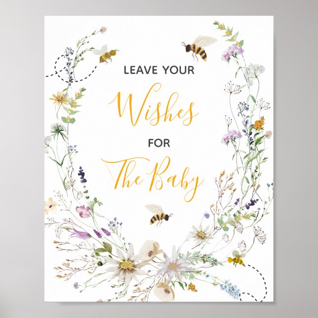 A Little Honey Bee Wildflower Leave Your Wishes Poster (Front)
