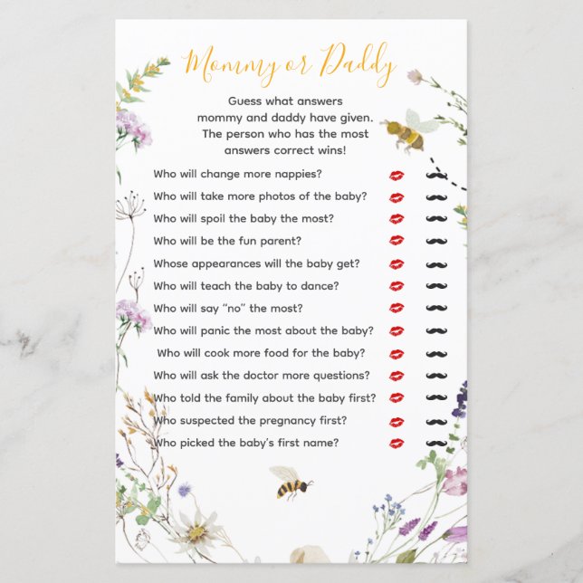 A Little Honey Bee Wildflower Mummy or Daddy (Front)