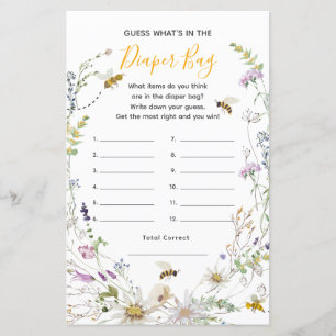 A Little Honey Bee Wildflower What's in Diaper Bag