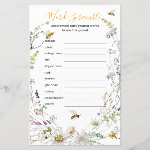 A Little Honey Bee Wildflower Word Scramble