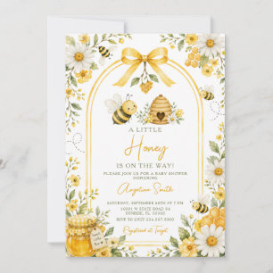 A little Honey Bee Yellow Bow Baby Shower Daisy Invitation
