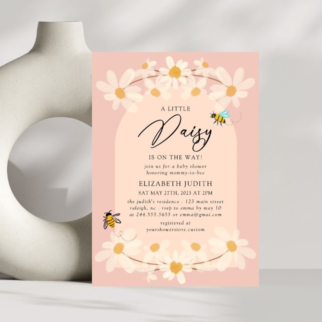 A Little Honey Bees Floral Daisy Baby Shower Invitation (Creator Uploaded)