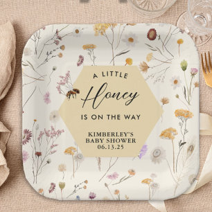 A little Honey Gender Neutral Baby Bee Baby Shower Paper Plate