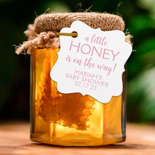 A Little Honey Girl Pink Gingham Baby Shower  Favour Tags