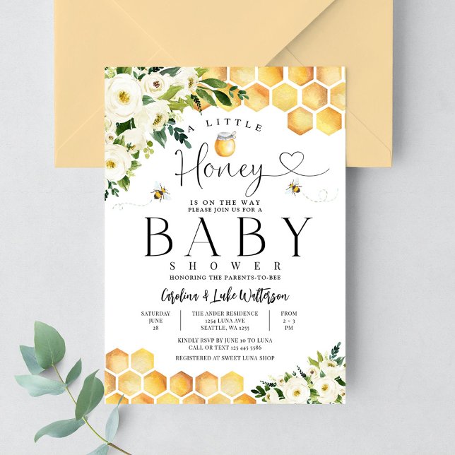 A Little Honey Honey Bee Baby Shower Invitation (Creator Uploaded)