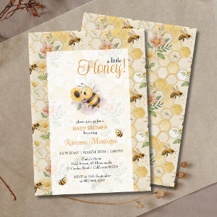 A Little Honey Honeycomb Bee Custom Baby Shower Invitation