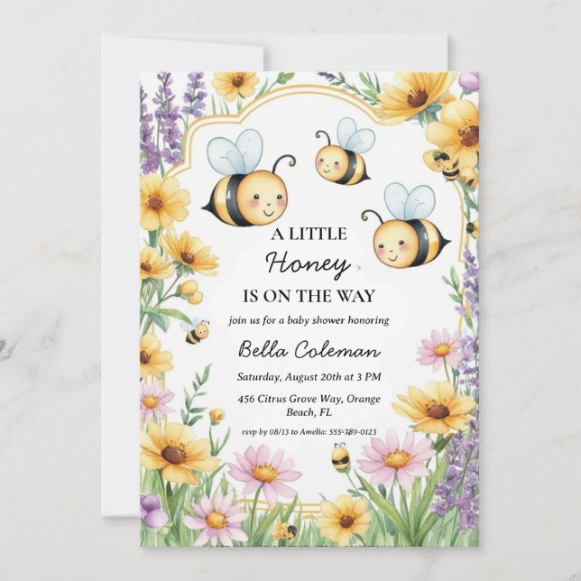 a little honey is on the way baby shower invitation (Front)