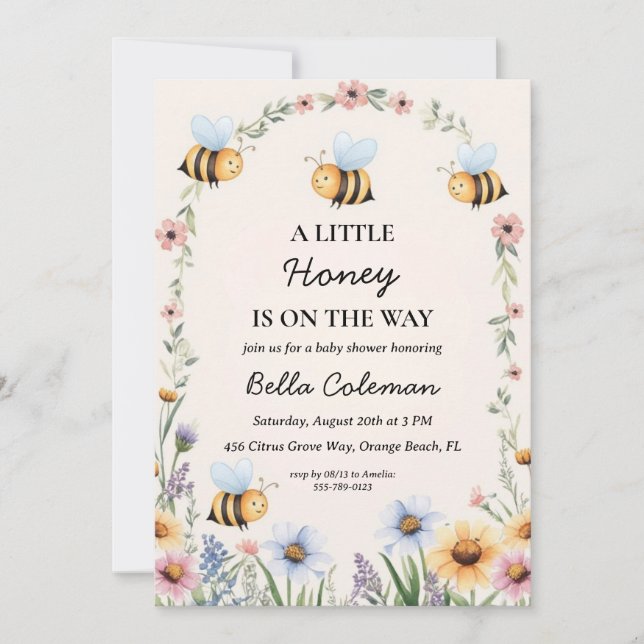 a little honey is on the way baby shower invitation (Front)
