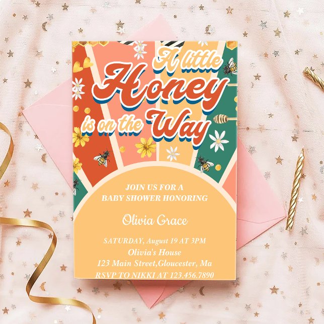 A Little Honey Is On The Way Baby Shower Invitation (Creator Uploaded)