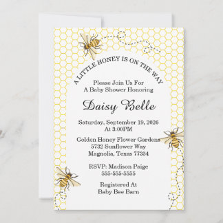 A little Honey Is On The Way Baby Shower Invitation
