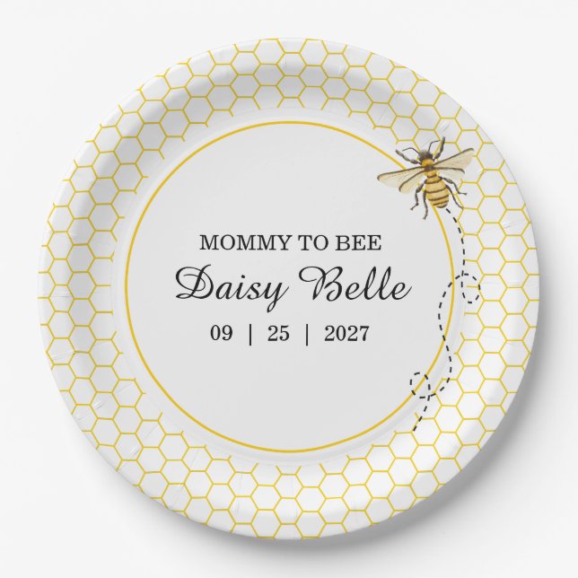 A little Honey Is On The Way Baby Shower Paper Plate (Front)