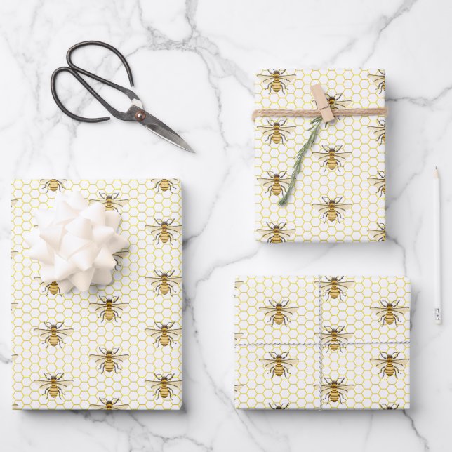 A little Honey Is On The Way Baby Shower Wrapping Paper Sheet (Front)