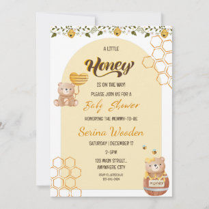 A Little Honey Is On The Way Bear Baby Shower  Invitation