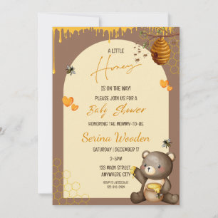 A Little Honey Is On The Way Bear Baby Shower  Invitation