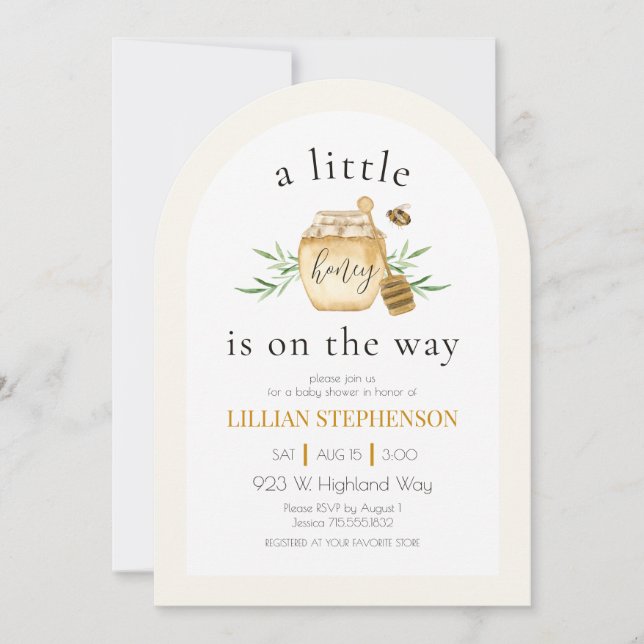 A Little Honey Is On The Way Bee Baby Shower  Invitation (Front)