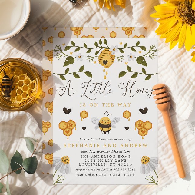 A Little Honey is On The Way Bee Baby Shower Invitation (Creator Uploaded)