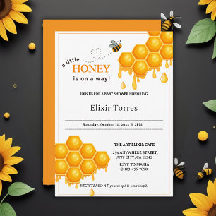 A Little Honey Is On the Way Honeycomb Baby Shower Invitation