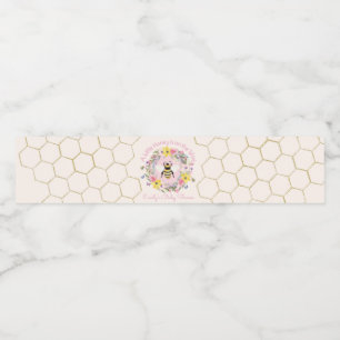A Little Honey Is On the Way Pink Baby Shower Water Bottle Label