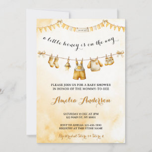 A little Honey On The Way Clothesline Baby Shower Invitation