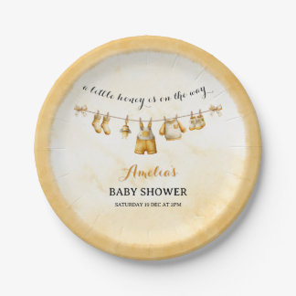 A little Honey On The Way Clothesline Baby Shower Paper Plate
