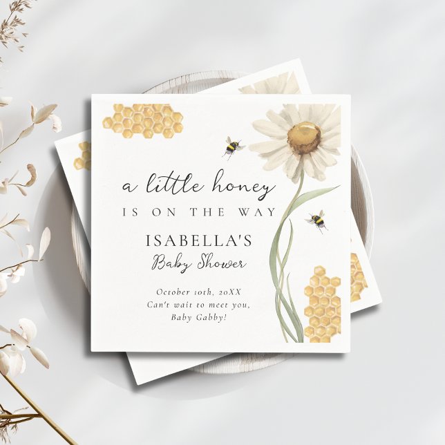 A Little Honey On The Way Personalized Baby Shower Napkin (Creator Uploaded)