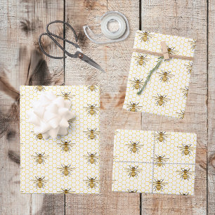 A Little Honey On The Way Yellow Bee Baby Shower Wrapping Paper Sheet