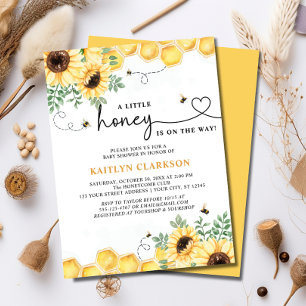 A Little Honey Sunflower Bee Baby Shower Invitation